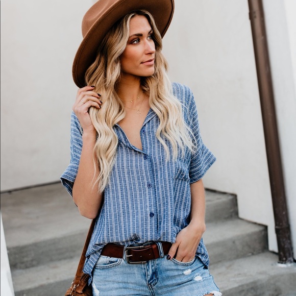 Vici Tops - Vici Riley Striped Button Down - S